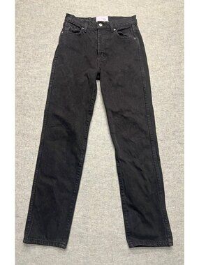 Revice Denim Black High-Waisted Straight-Leg Jeans Button Fly Classic 25 USA